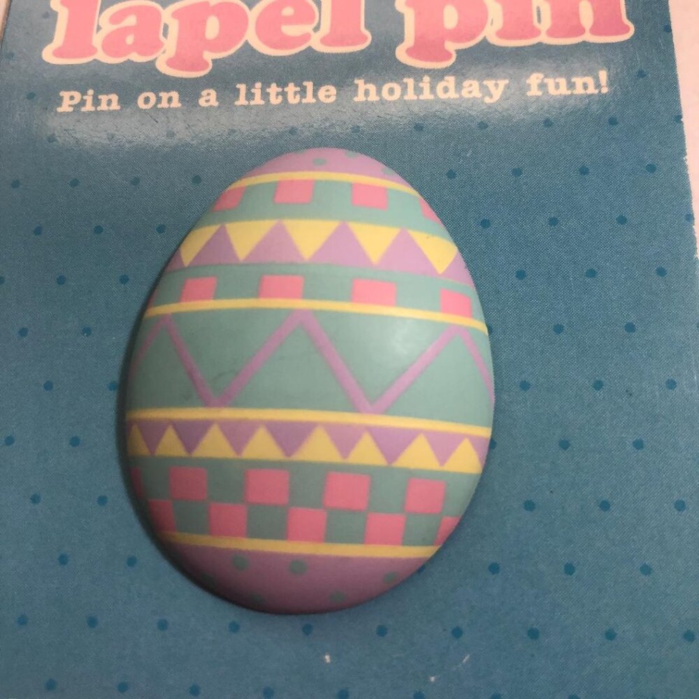 New Vintage Hallmark Hat Lapel Pin Brooch Easter Egg Spring Colorful 80's